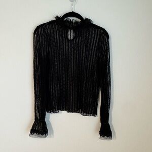 Zara sheer turtleneck ruffle top